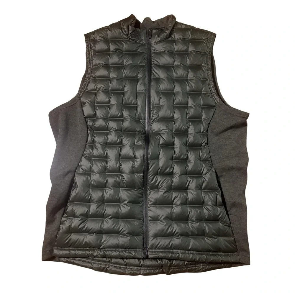 Adidas Frostguard Vest Mens Large Green Quilted Full Zip Golf Insulated
